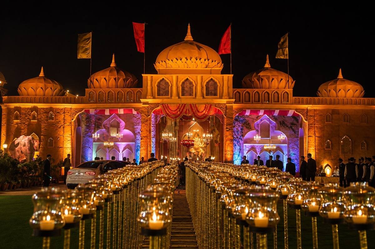 Palace facade built for the Minda wedding
