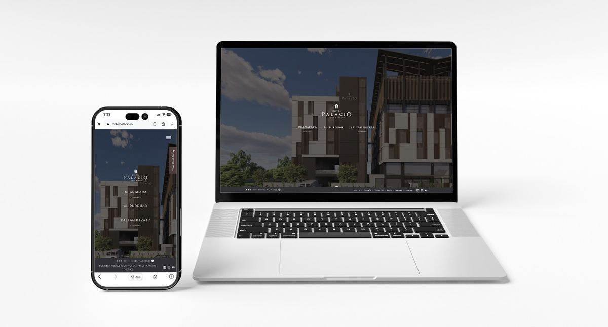Hotel Palacio website on laptop and phone